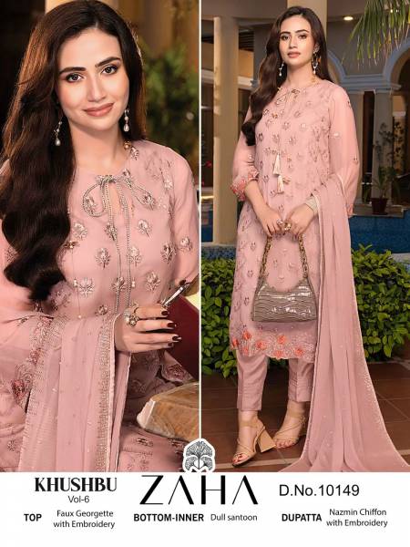Zaha Khushbu Vol 6 Georgette Pakistani Suits Catalog
